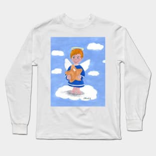 Little blond angel boy with star Long Sleeve T-Shirt